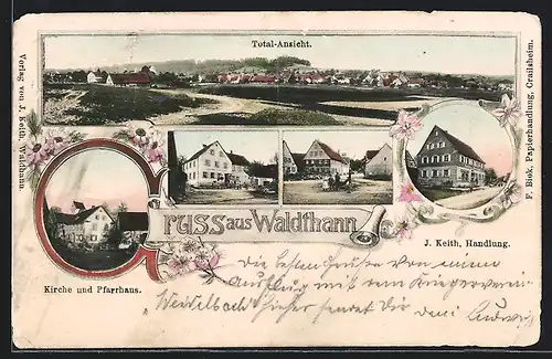 AK Waldthann, J. Keith, Handlung, Kirche und Pfarrhaus, Totalansicht