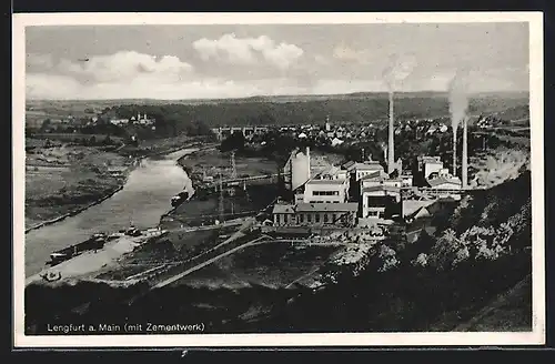 AK Lengfurt a. Main, Zementwerk mit Ortschaft im Hintergrund