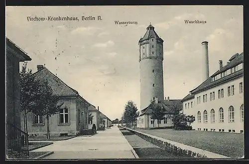 AK Berlin-Wedding, Virchow-Krankenhaus, Wasserturm und Waschhaus