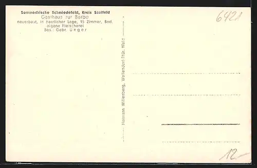 AK Schmiedefeld /Kreis Saalfeld, Gasthaus zur Barbe