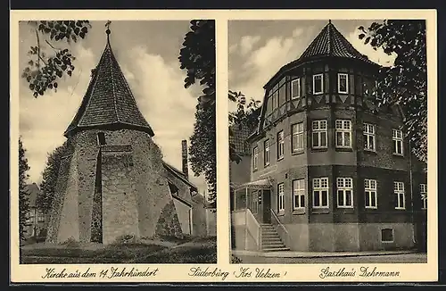 AK Suderburg, Gasthaus Dehrmann, Kirche aus dem 14. Jh.