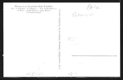 AK Priesendorf bei Bamberg, Gasthof Rosa Schrüfer, Brauerei und Gastwirtschaft Heinrich Schrüfer, Ortsansicht