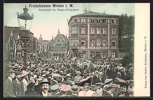 AK Minden i. W., Freischiessen, Ausmarsch der Bürger-Campagnie