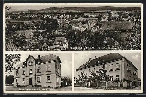 AK Laineck b. Bayreuth, Bahnhof-Restaurant v. K. Zahn, Gesamtansicht