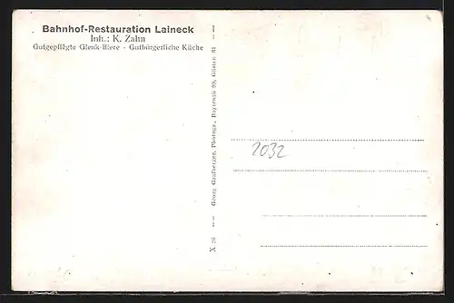 AK Laineck b. Bayreuth, Bahnhof-Restaurant v. K. Zahn, Gesamtansicht