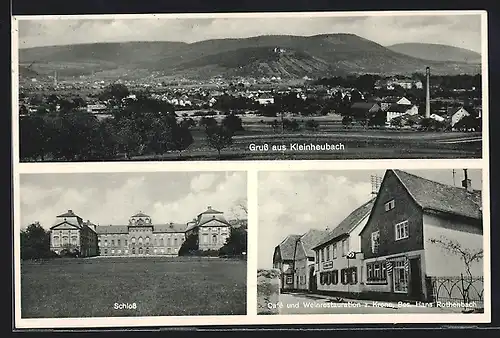 AK Kleinheubach, Cafe-Restaurant zur Krone H. Rothenbach, Schloss, Gesamtansicht