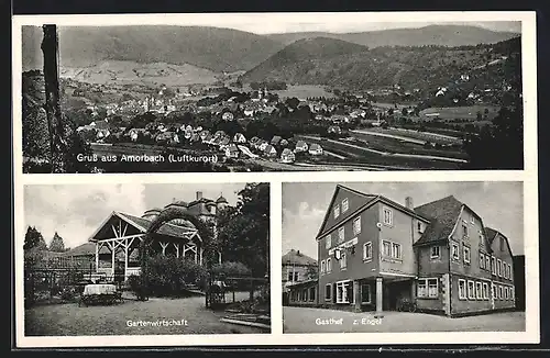 AK Amorbach /Odw., Gasthof zum Engel N. Deufel / F. Judas mit Garten, Gesamtansicht