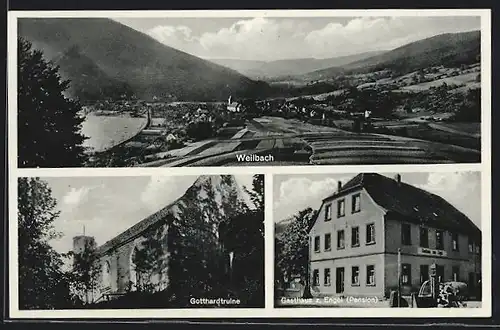 AK Weilbach /Mainfranken, Gasthaus zum Engel, Gotthardtruine, Panorama