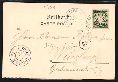 AK Burgpreppach, Geschäftshaus Jos. Friedmann / E. Adler, Steinbruch, Ortsansicht