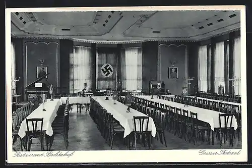 AK Berlin-Nikolassee, Restaurant Beelitzhof, Grosser Festsaal mit  und Portrait