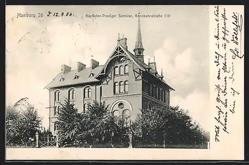 AK Hamburg-Horn, Baptisten-Prediger Seminar, Rennbahnstrasse 119