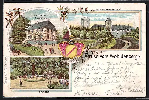Lithographie Wohldenberg, Restaurant Riechers, Schloss