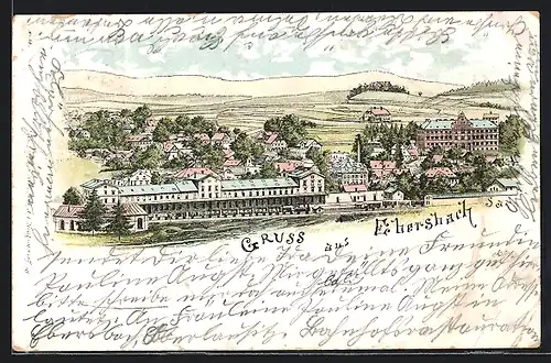 Lithographie Ebersbach, Ortsansicht