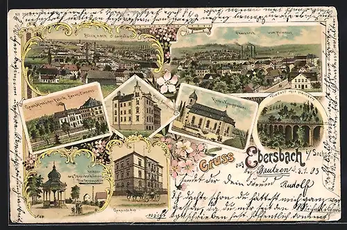 Lithographie Ebersbach, Geschäftsbücher-Fabrik B. Clemens, Gemeinde-Amt