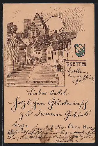 Künstler-AK Bretten, Am Melanchthon Haus