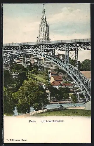 AK Bern, Kirchenfeldbrücke mit Kirche