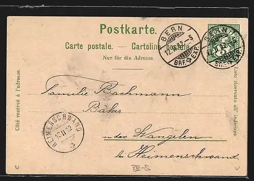 Lithographie Bern, Kirche mit Brunnen