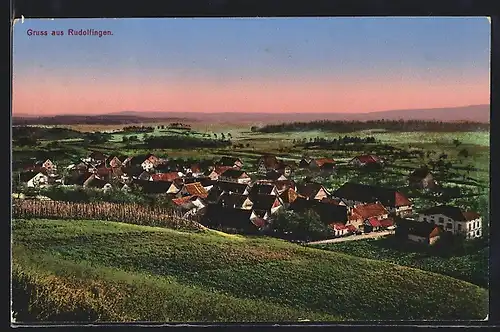 AK Rudolfingen, Ortsansicht mit Umgebung