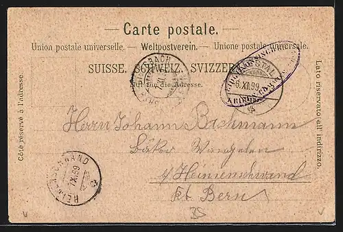 Lithographie Basel, Strassburger Denkmal, Spalentor, Basler Handelsbank