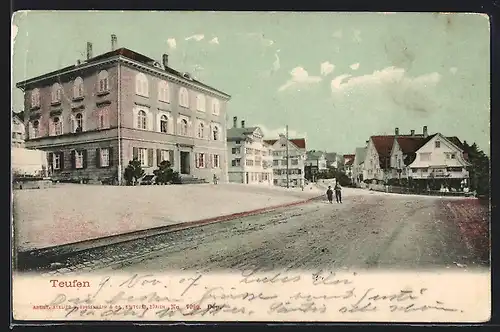 AK Teufen, Strassenmotiv, Kinder vor einem Gebäude