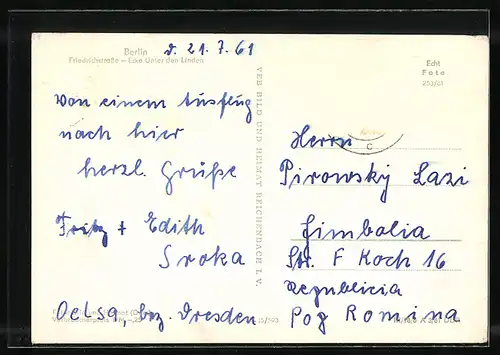 AK Berlin, Friedrichstrasse / Ecke Unter den Linden