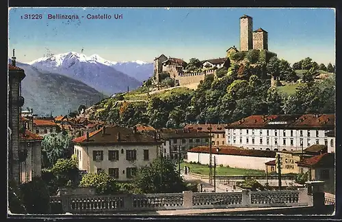 AK Bellinzona, Teilansicht mit Castello Uri