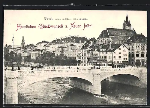 AK Basel, Neue mittlere Rheinbrücke