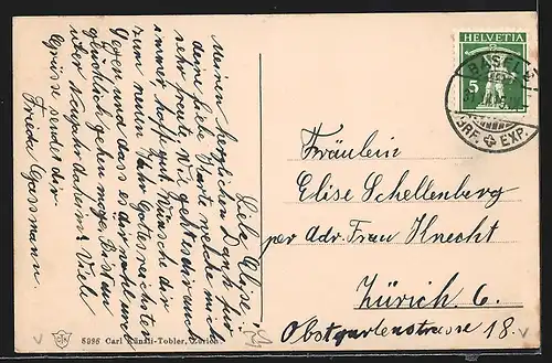 AK Basel, Nächtliches Panorama, Neujahrsgruss 1916