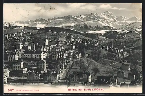 AK Herisau, Ortsansicht mit Säntis
