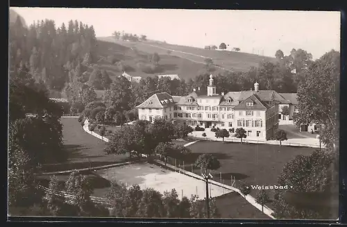 AK Weissbad, Hotel und Kurhaus aus der Vogelschau