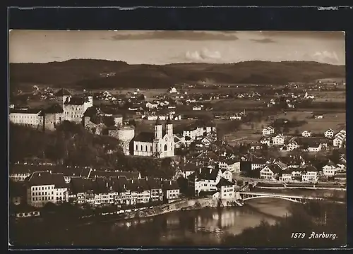 AK Aarburg, Ortsansicht mit Fluss und Kirche