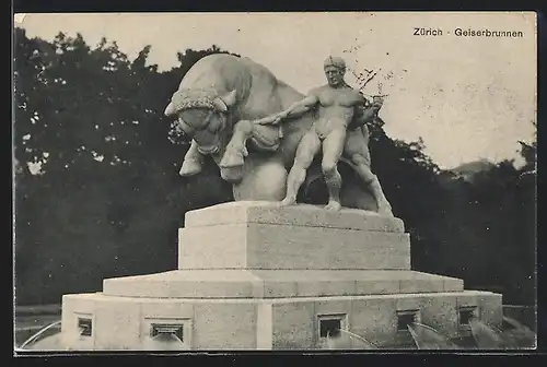 AK Zürich, Ansicht Geiserbrunnen