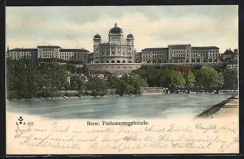AK Bern, Fluss und Parlamentsgebäude