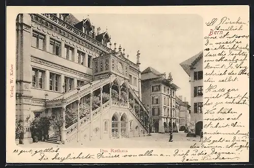 AK Bern, Strassenpartie am Rathaus