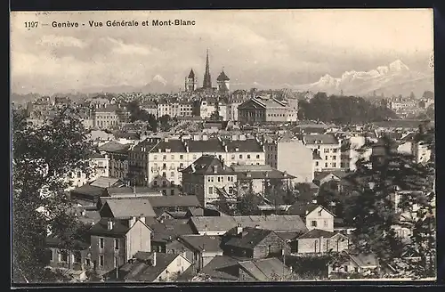 AK Genève, Vue Générale et Mont-Blanc