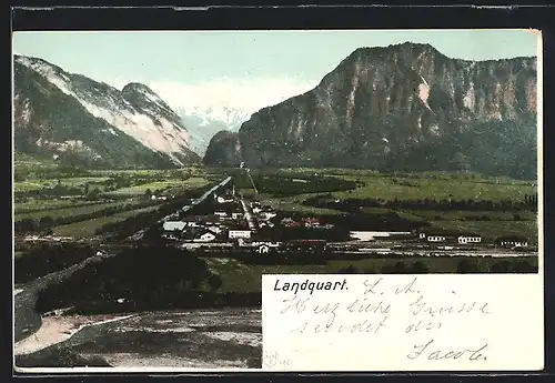 AK Landquart, Blick auf den Ort und ins Tal