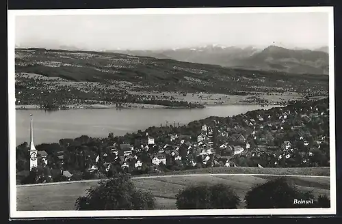 AK Beinwil, Ortsansicht mit Kirche und See