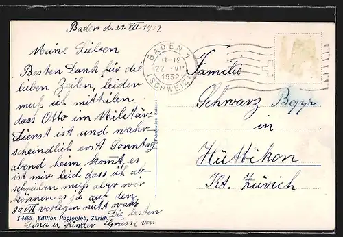 AK Baden, Ansicht Bezirksschulhaus