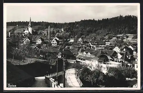 AK Spiez, Ortsansicht aus der Vogelschau