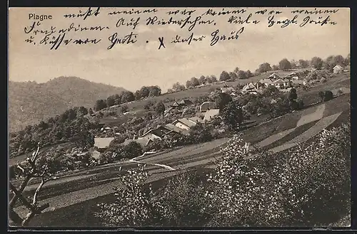 AK Plagne, Gesamtansicht mit Feldern