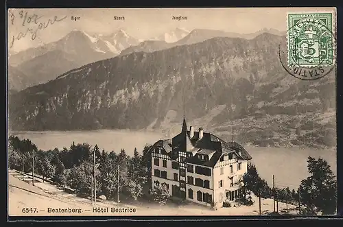 AK Beatenberg, Hotel Beatrice mit Wasserblick aus der Vogelschau