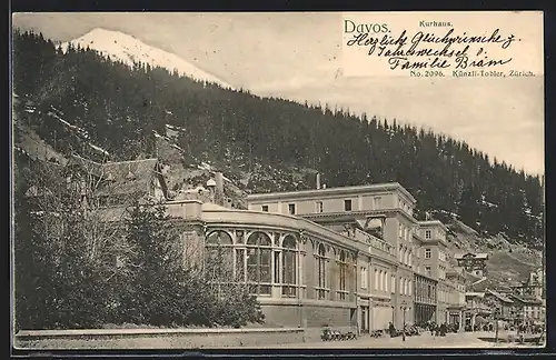 AK Davos, Kurhaus mit näherer Umgebung