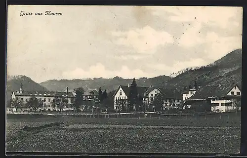 AK Hausen am Albis, Ortspanorama von einem Feld aus