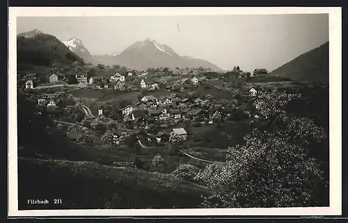 AK Filzbach, Gesamtansicht mit Umgebung und Bergkulisse