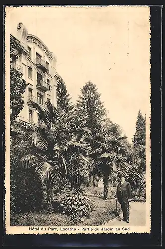 AK Locarno, Hotel du Parc, Partie du Jardin au Sud