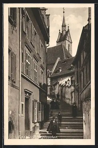 AK Basel, Strassenpartie Totengasse