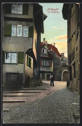 AK Basel, Am Heuberg in der Altstadt