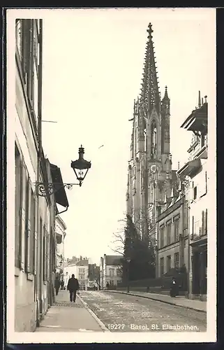AK Basel, St. Elisabethen, Strassenpartie