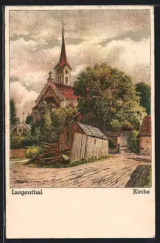 Künstler-AK Langenthal, Motiv der Kirche