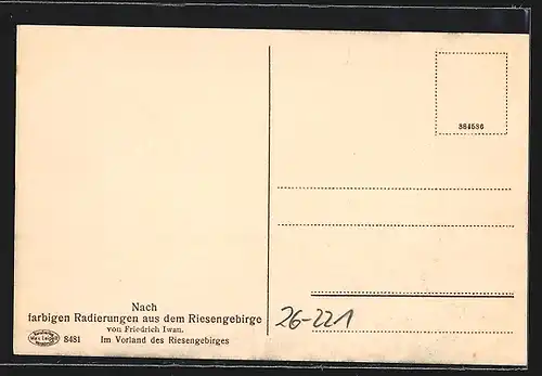 Künstler-AK Friedrich Iwan: Riesengebirge, Blick ins Vorland